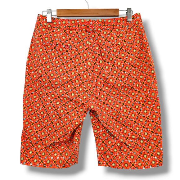 Fairway & Greene Womens Orange Geometric Print‎ Bermuda Shorts Size 10 - Picture 2 of 11